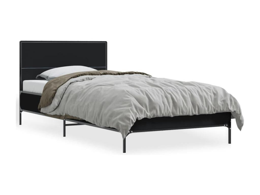 Black bed frame 90x200 cm engineered wood and metal 78643ICKW