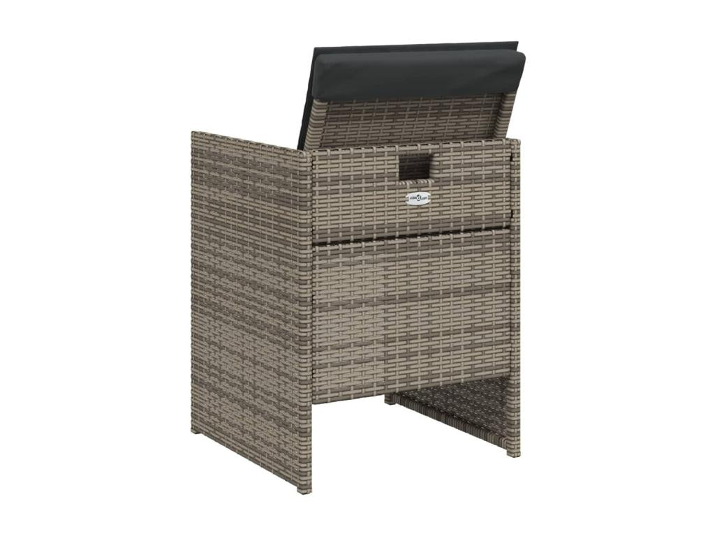 Garden chairs with cushions, set of 4, grey woven resin, 22906TEGY