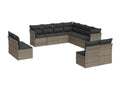 11-piece garden furniture set with grey resin wicker cushions 06090KBWZ