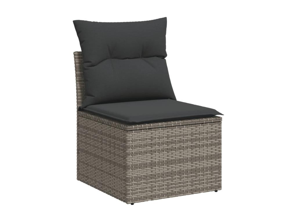 6-piece garden furniture set with grey resin wicker cushions 73682WOYJ