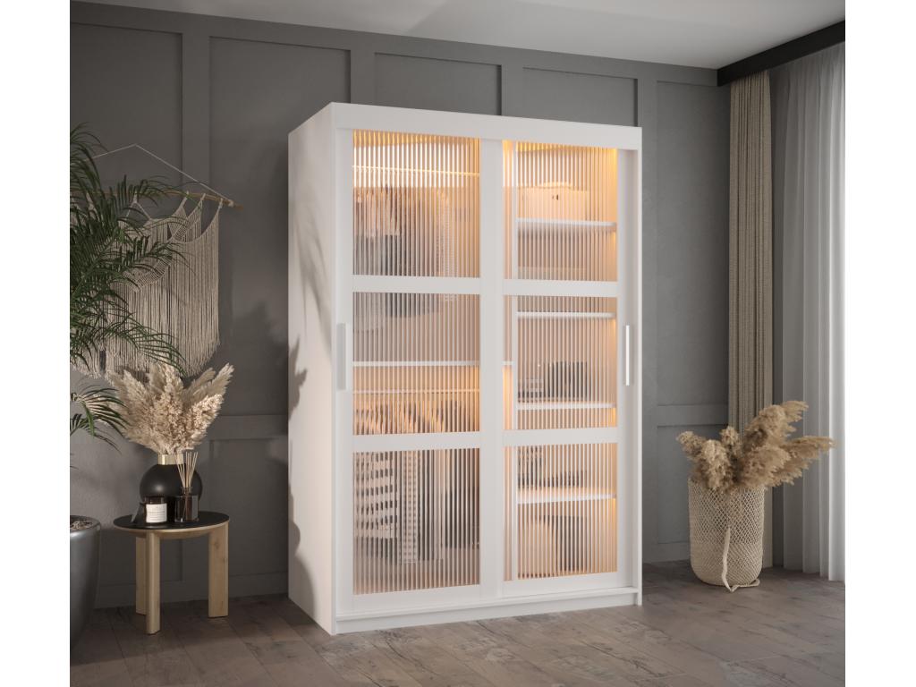 Bohometop Sliding Door Wardrobe 200/120/62 2 Doors White 53341ITOU