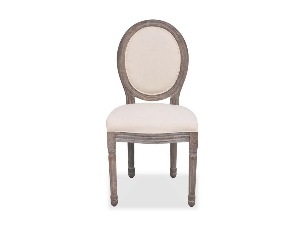 Nidchicshop beige linen medallion chair with light solid wood legs - Set of 4 65281XSDN