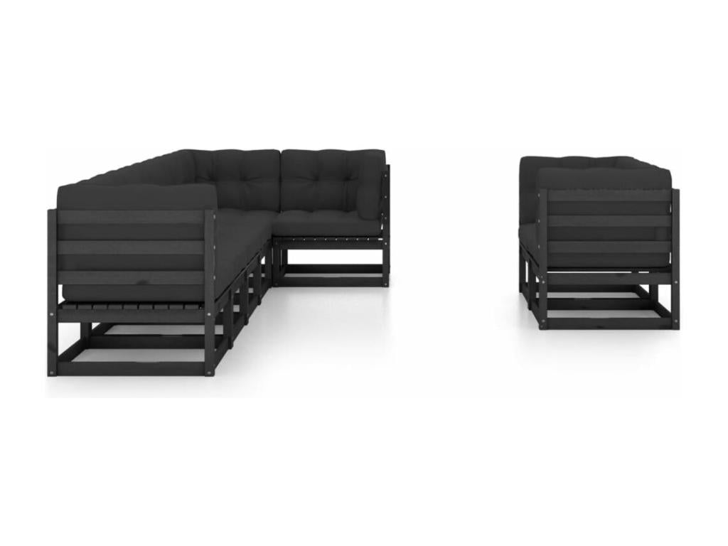 8-piece garden furniture set with cushions, solid pine wood, 41755GEYT