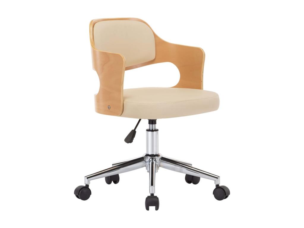 Cream Swivel Dining Chair, Bentwood and Faux Leather 21504DVGM