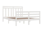 White bed frame without mattress, 140x190 cm, solid wood, 74472SKRO