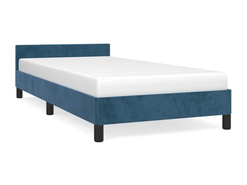 Dark blue velvet bed frame without mattress, 90x200 cm, 67547WIWU