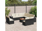 12-piece garden furniture set with cushions, black resin wicker 03308SMIW