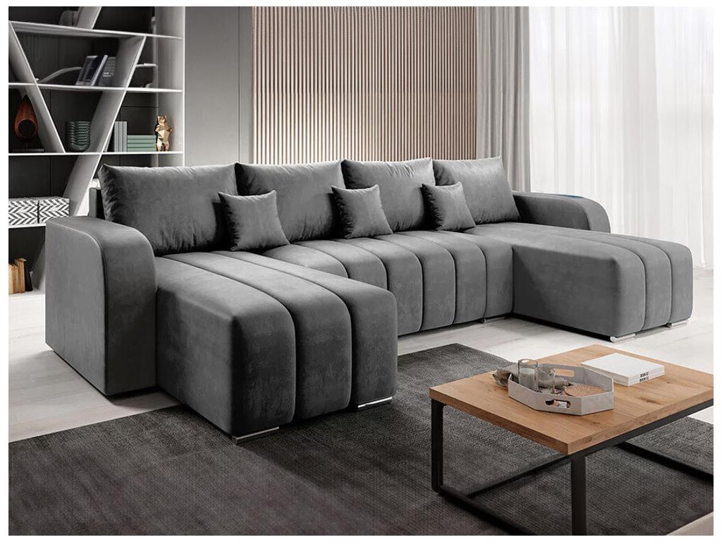 Bohometop 108 Corner Sofa, Grey, with Sleeping Function and Bed Box, 313x147x86cm, 68909NDLG