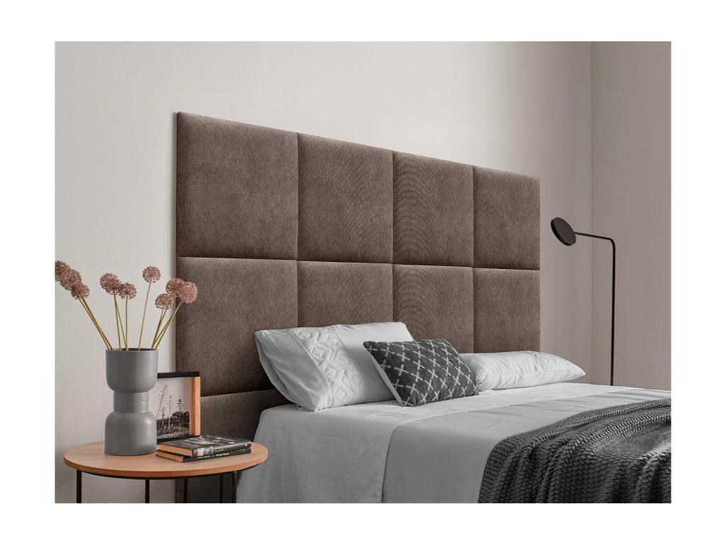 Nidchicshop Upholstered Headboard in Nidchicshop Fabric, Composed of Interchangeable Self-Adhesive Bed Panels for Luxury Bedroom, Brown, 140 cm, 47709SSLR