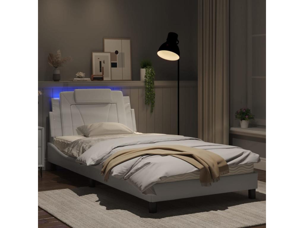 Bed frame with Bohometop LED white 100x200 faux leather 42145AETW