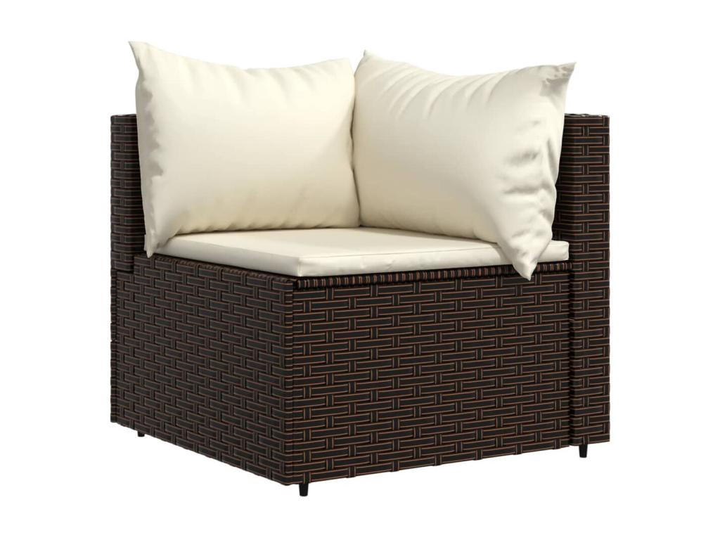3-piece garden furniture set with brown resin wicker cushions 71391ERMP