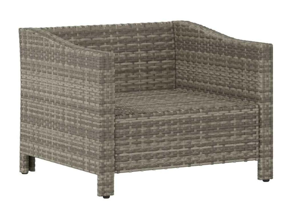 Garden armchair with cushion, grey woven resin, 63725SDDM