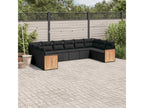 10-piece garden furniture set with cushions, black resin wicker, 37909ERDN