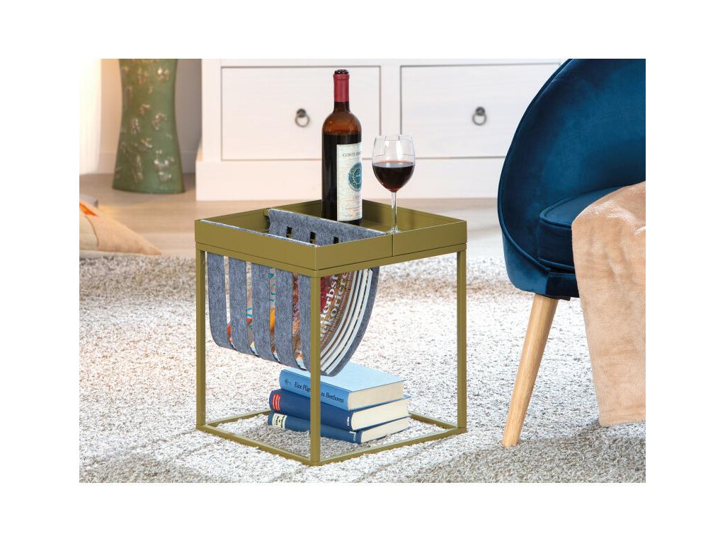 Designer Side Table Magazine Holder 40cm Green 81951HFMR