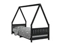 Black children's bed frame 80x200 solid pine wood 26379FPRV