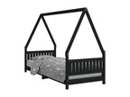 Black children's bed frame 80x200 solid pine wood 26379FPRV