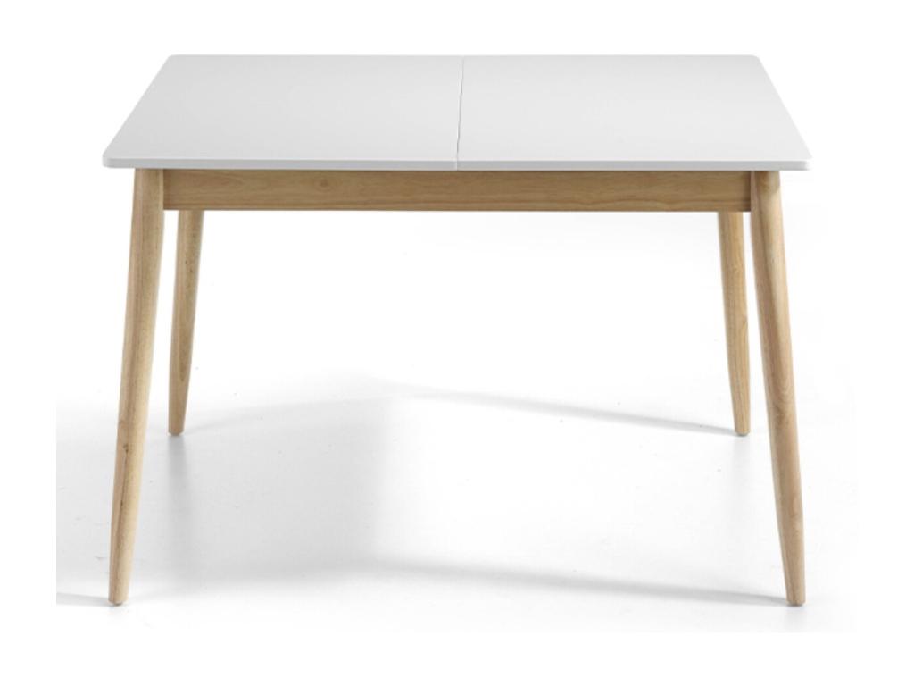 Bohometop extendable dining table, matte white and oak wood, 120 to 160cm, 75710NRHK