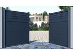Anthracite aluminum swing gate with louvers, 305cm wide x 181cm high - Bohometop 81400NSWE