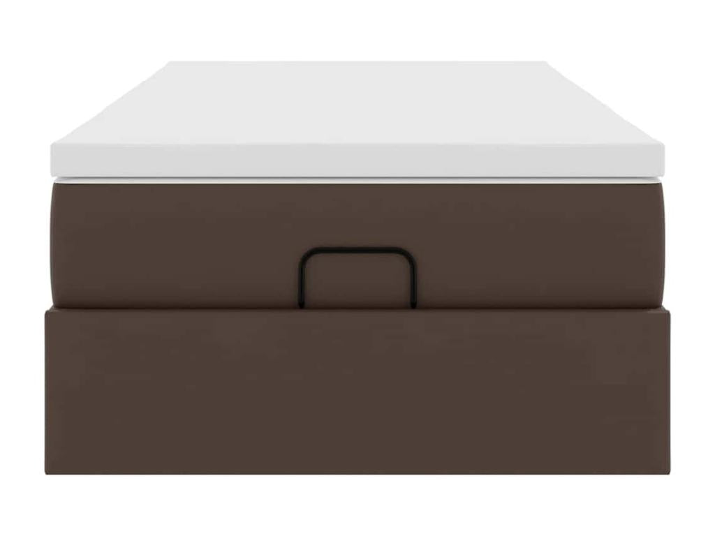 Ottoman bed frame with brown 100x200 cm faux leather mattress 19232ADHK