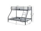 Nidchicshop Metal Bunk Bed – 90x200 / 140x200 cm – Dark Grey – Slatted Base Included 79215GMFR