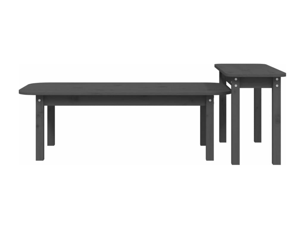 Set of 2 coffee tables, Grey, Solid pine wood, 42940JDRZ
