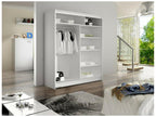Nidchicshop 140 Black - White Wardrobe 200x150x58cm Sliding Wardrobe Doors 58315BCUI