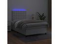 Upholstered bed base and mattress with LED lighting, white, 120x200 cm, faux leather, 95938MFHU