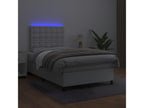 Upholstered bed base and mattress with LED lighting, white, 120x200 cm, faux leather, 95938MFHU