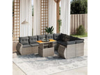 Garden furniture set with cushions, 10 pieces, grey woven resin, 17052ECAC