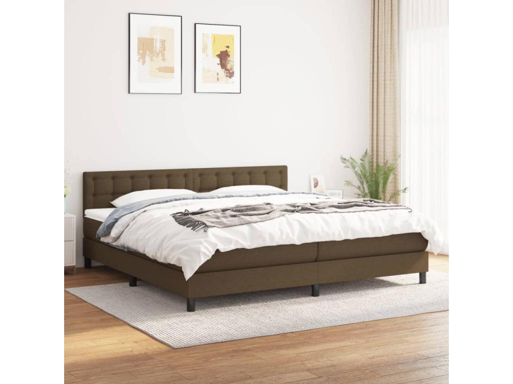 Upholstered bed base with mattress, dark brown, 200x200 cm, 03664XRAZ