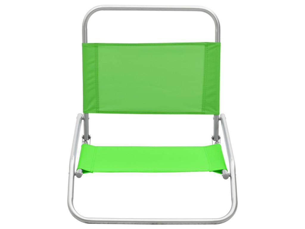 Folding Beach Chairs 2 pcs Green Fabric 37520PPCU