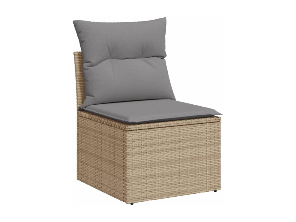 7-piece garden furniture set with cushions, beige wicker resin, 28198JKAS