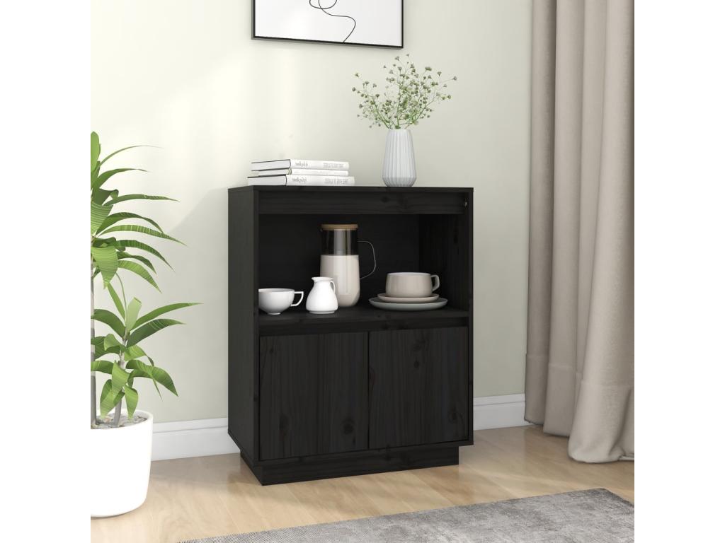 Black Sideboard 60x34x75 cm Solid Pine Wood 55070ORGG