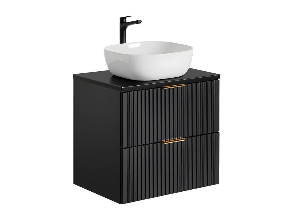 Bohometop Black 78698HCMO 60cm Single Sink Vanity Unit and Tall Cabinet