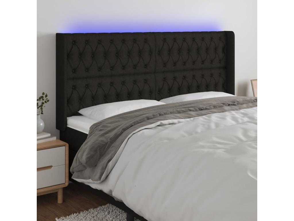 Black LED Headboard 183x16x118/128 cm Fabric 57884XVVZ