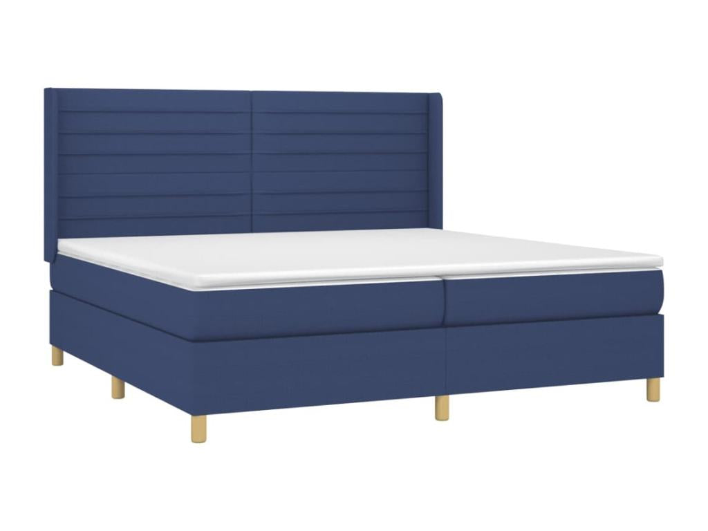 Upholstered bed base with mattress, blue, 200x200 cm, fabric, 74577GTPU