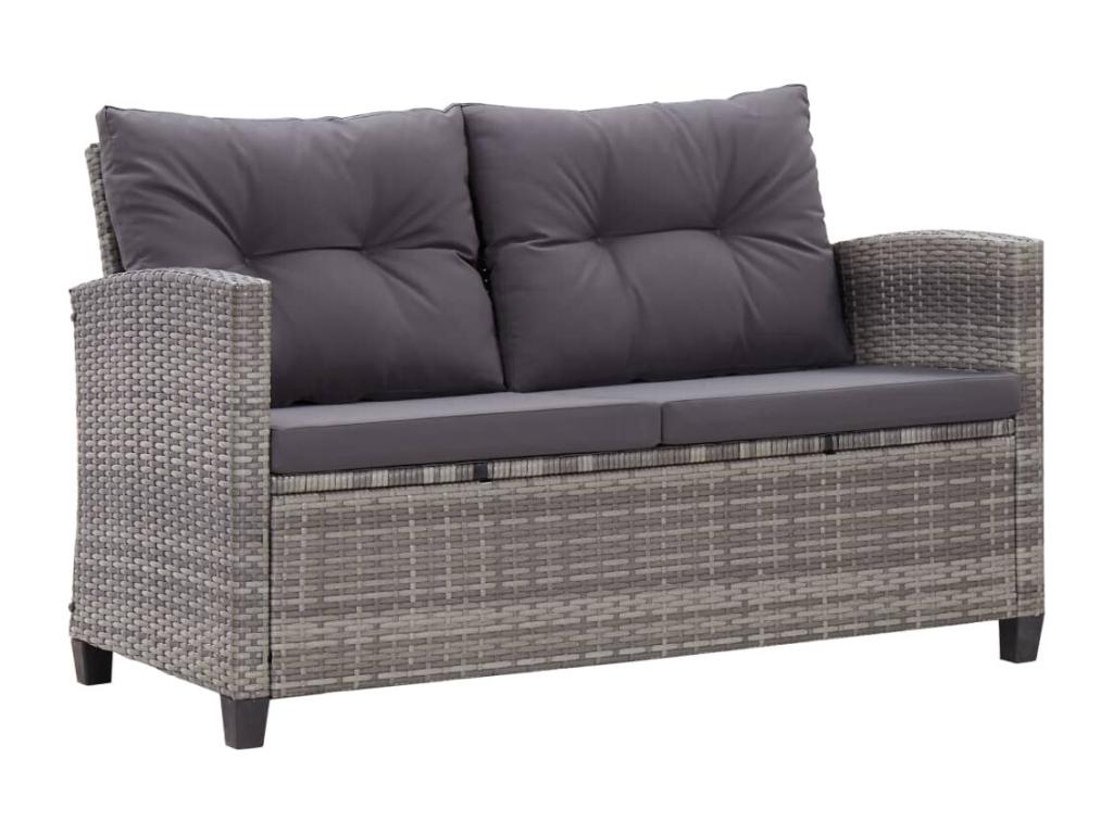 2-seater garden sofa and cushions, grey, 124cm, woven resin, 34513BGIW