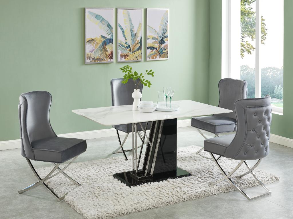 Set of 2 velvet and chrome stainless steel chairs - Grey - Nidchicshop 79533FQKB