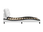 Black and white bed frame and headboard 140x200 faux leather 40603VKKW