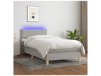 Bohometop bed base with LED light grey mattress 100x200 fabric 19720MLPD