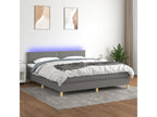 Upholstered bed base and mattress with LED lighting, Dark Grey, 180x200 cm, Fabric 86675KLUR