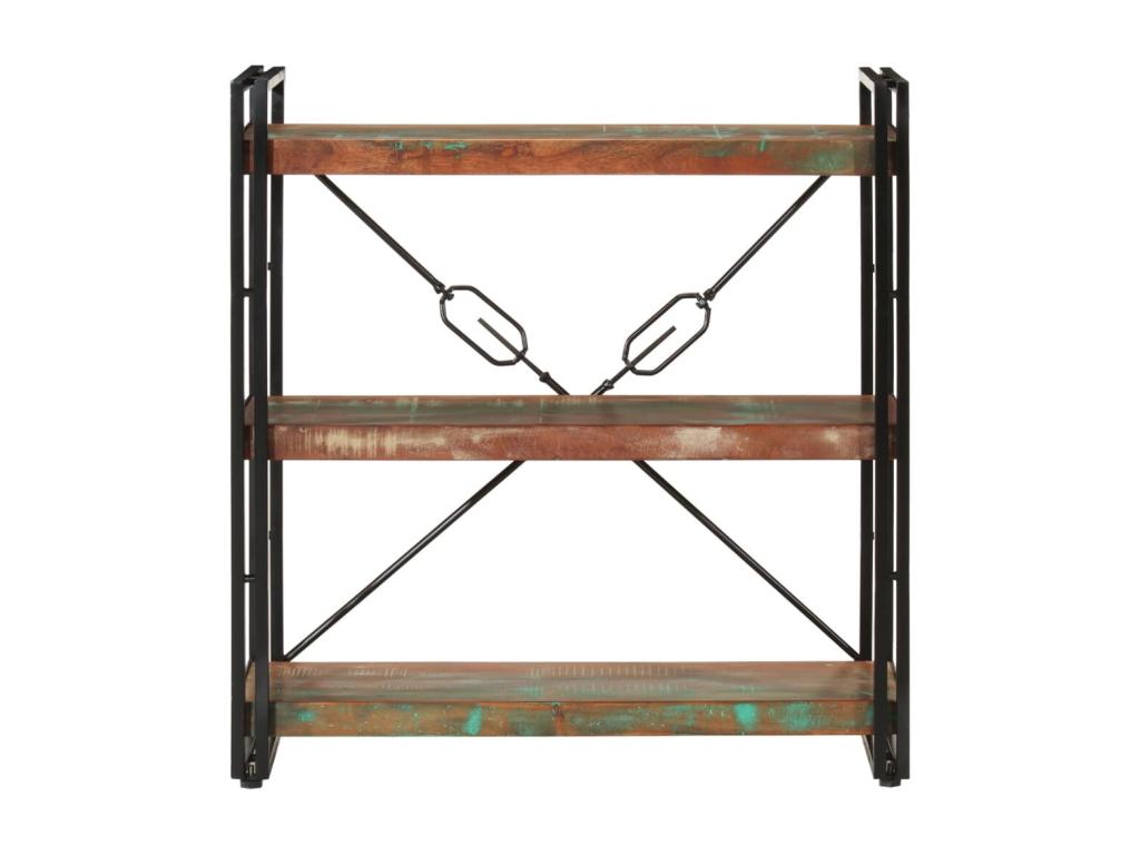 3-tier bookcase 77x30x80 cm solid reclaimed wood/iron 58291VFHB