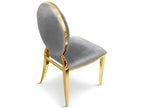 Set of 4 Bohometop medallion chairs, gold legs, grey velvet, 20690EXIG
