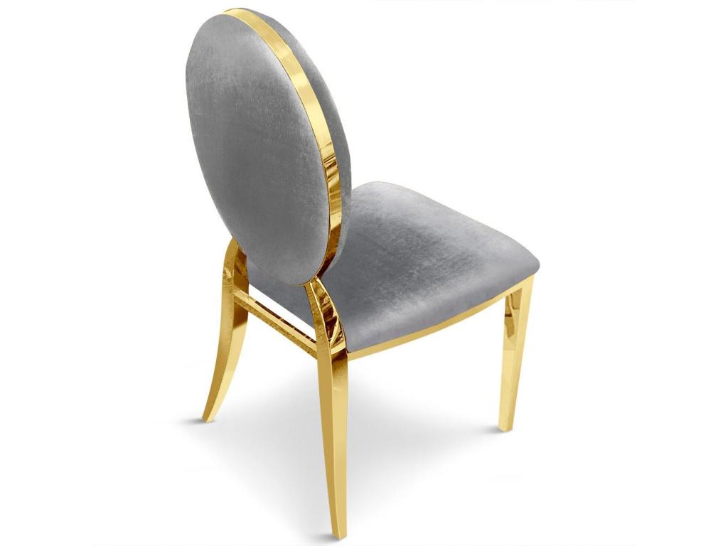 Set of 4 Bohometop medallion chairs, gold legs, grey velvet, 20690EXIG