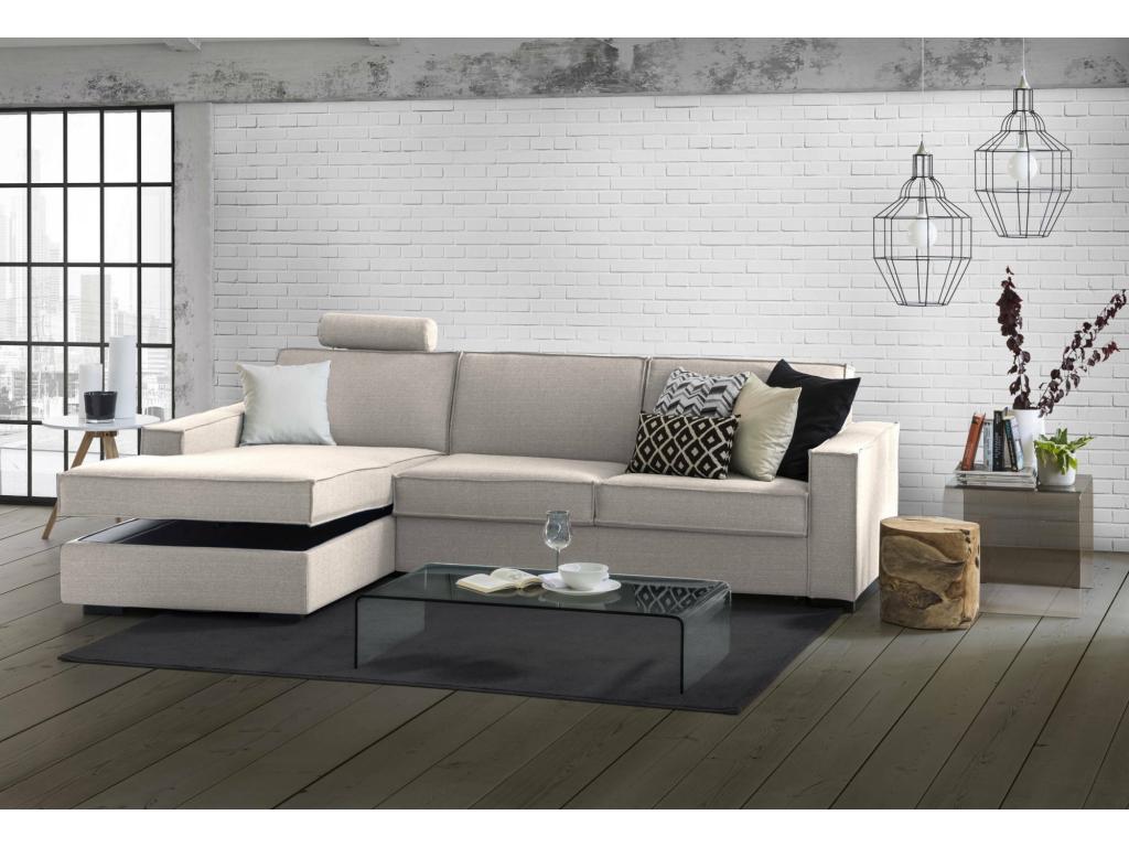 Bohometop Fixed Sofa Corner Sofa Made in Italy Living Room Sofa with Left-Handed Storage Peninsula and Slim Armrests 260x95x90cm Bohometop 56280JEWP