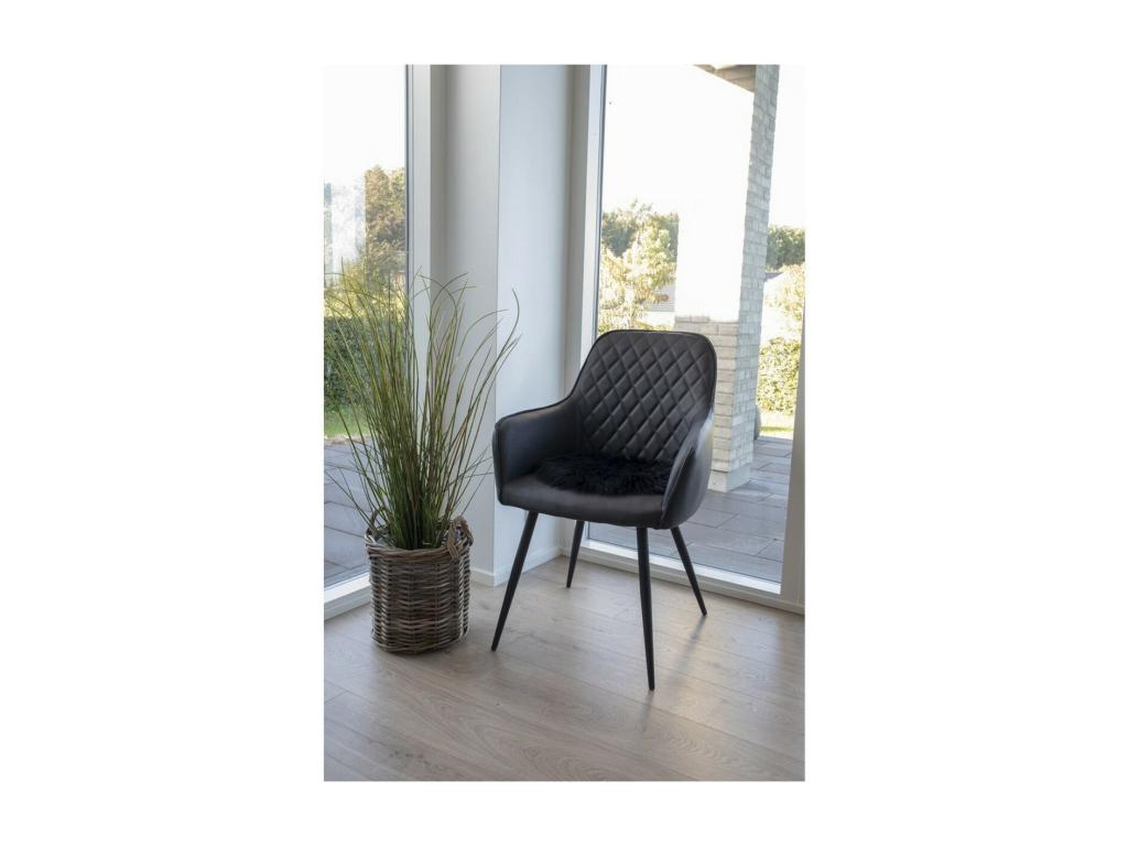 Black Lambskin Pouf 35x35x6.5 cm Bohometop 31339CXKR