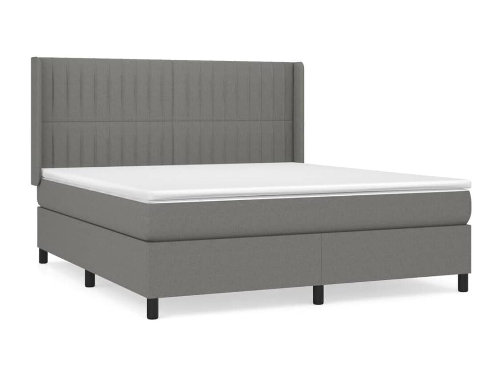 Upholstered bed base with mattress, dark grey, 160x200cm, fabric, 73653ZNEC