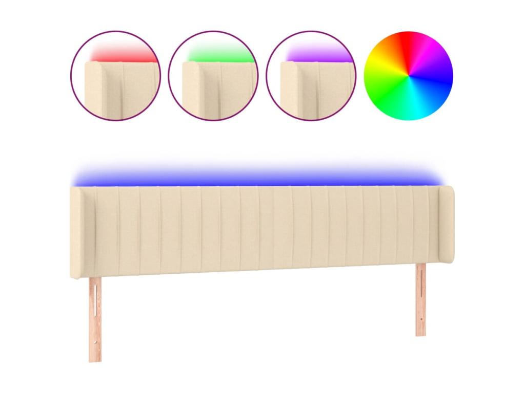 Cream LED Headboard 183x16x78/88 cm Fabric 11339JAJZ