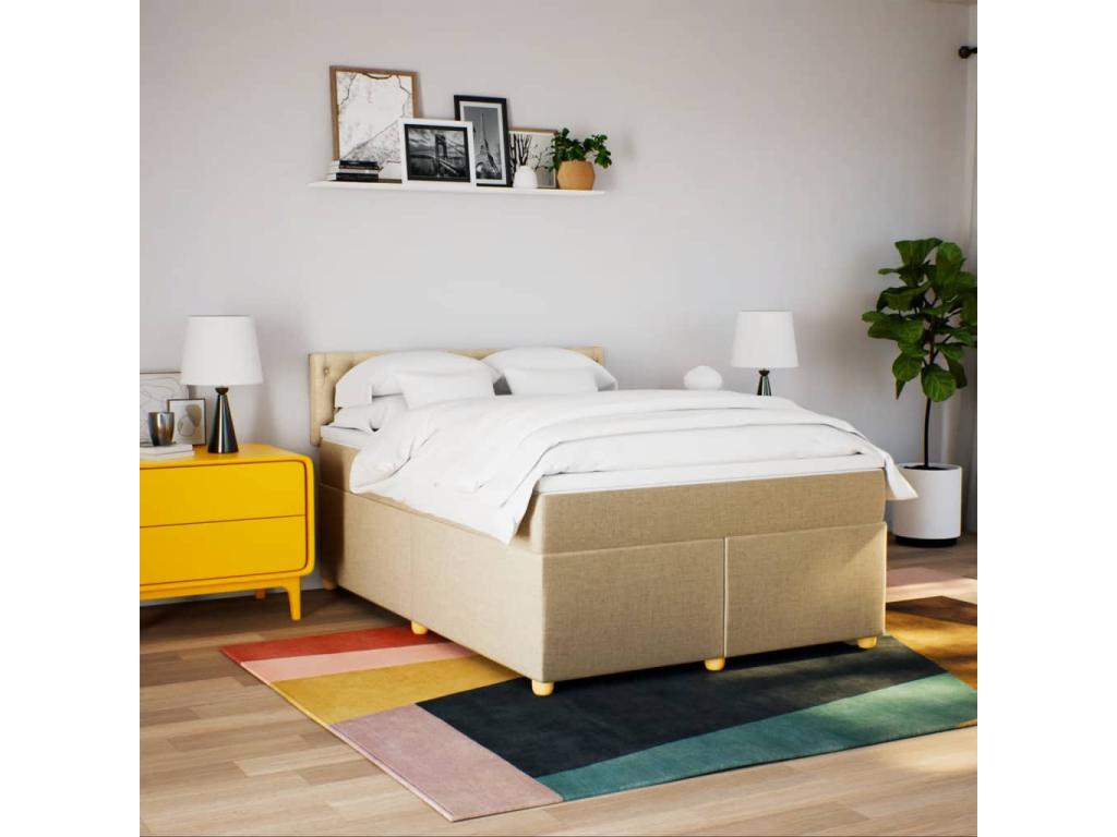 Nidchicshop bed base with mattress, Cream 140x200 cm, Fabric 00241MFNL