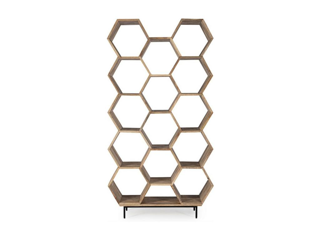 Bohometop 100cm Natural Beehive Mango Wood Bookshelf 35862JMYS